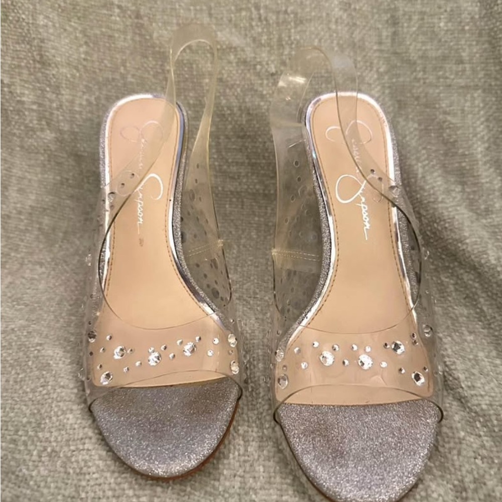Jessica Simpson Silver and Clear Women's Heels